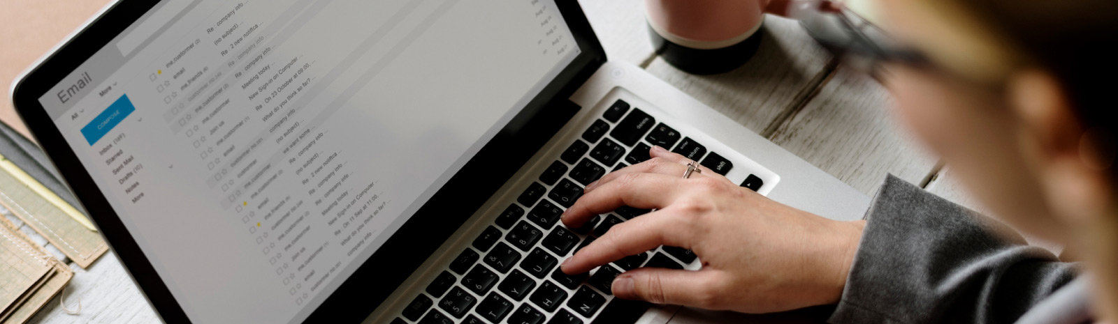 typing on computer